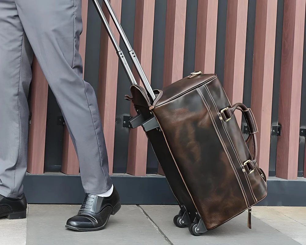vintage leather carry on