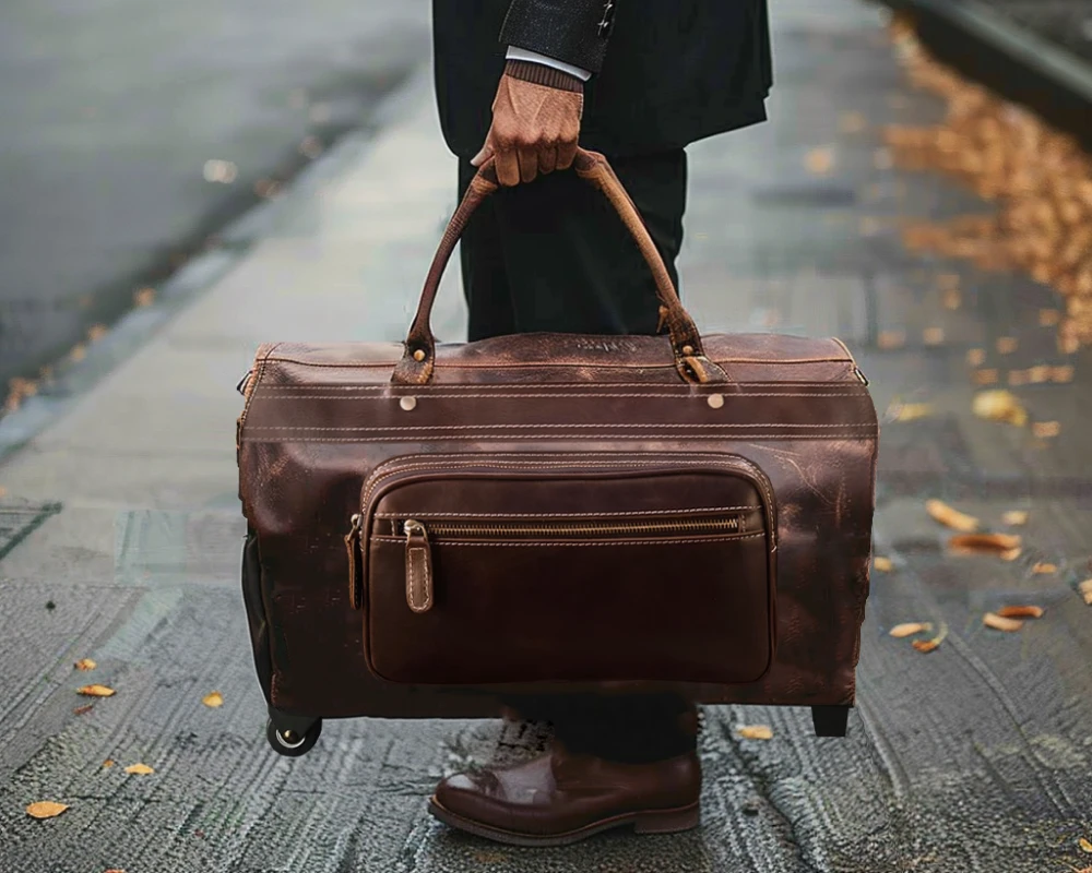 vintage leather carry on