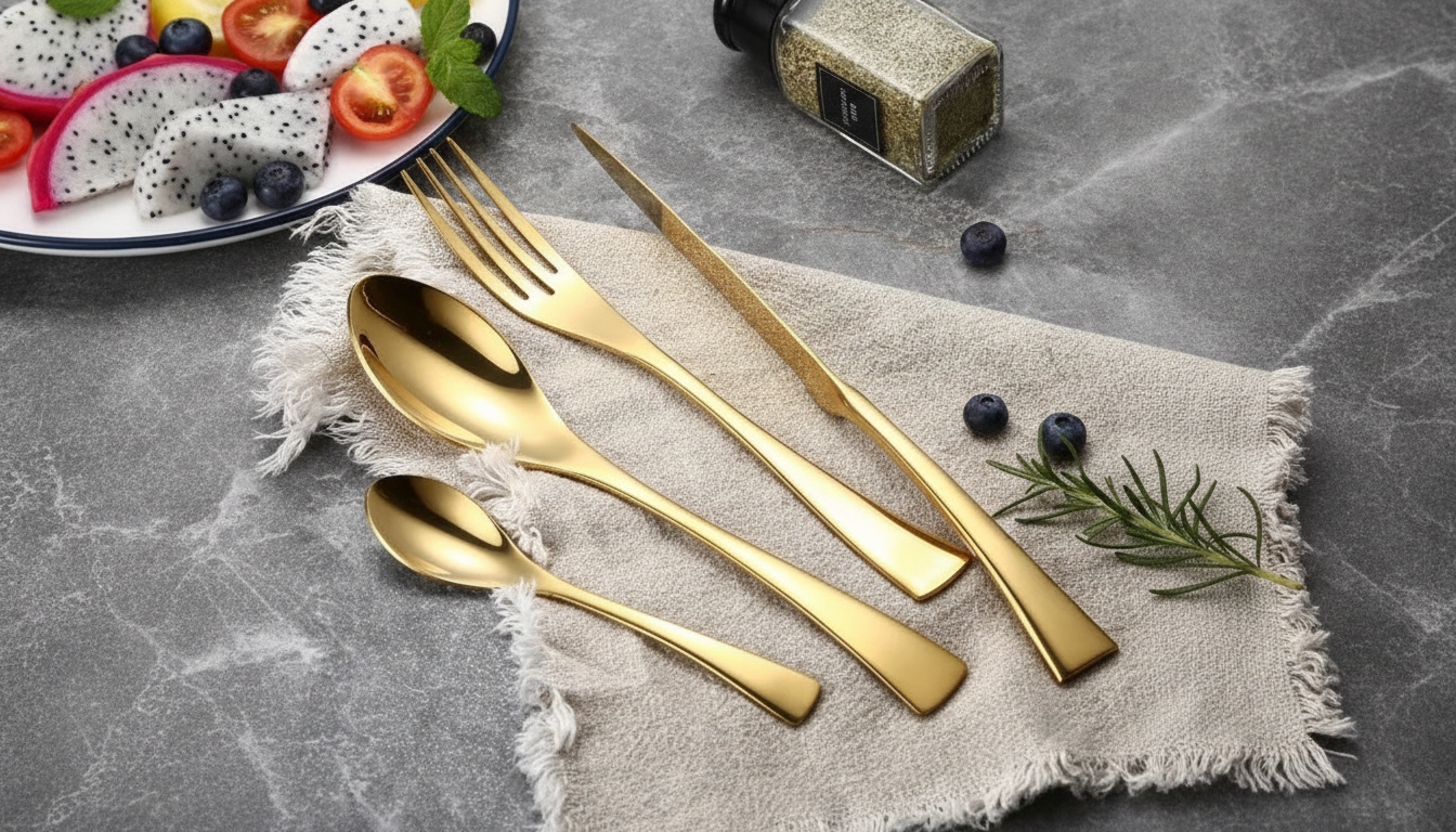 24-Piece Black, Gold & Silver Flatware Set for 6