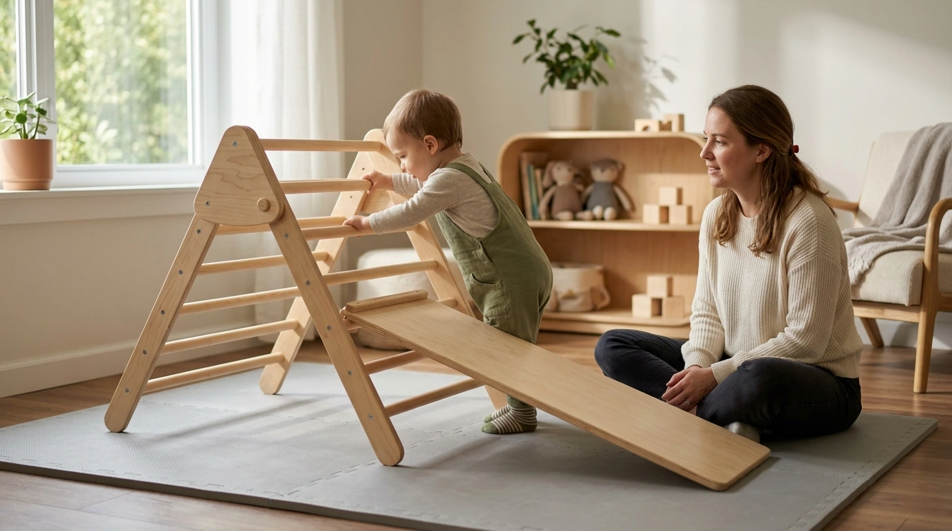5-in-1 Wooden Pikler Triangle Set: Safe Toddler Play