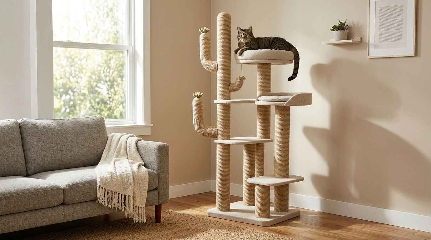 Cactus Tall Cat Tree: Stable Tower for Big Cats