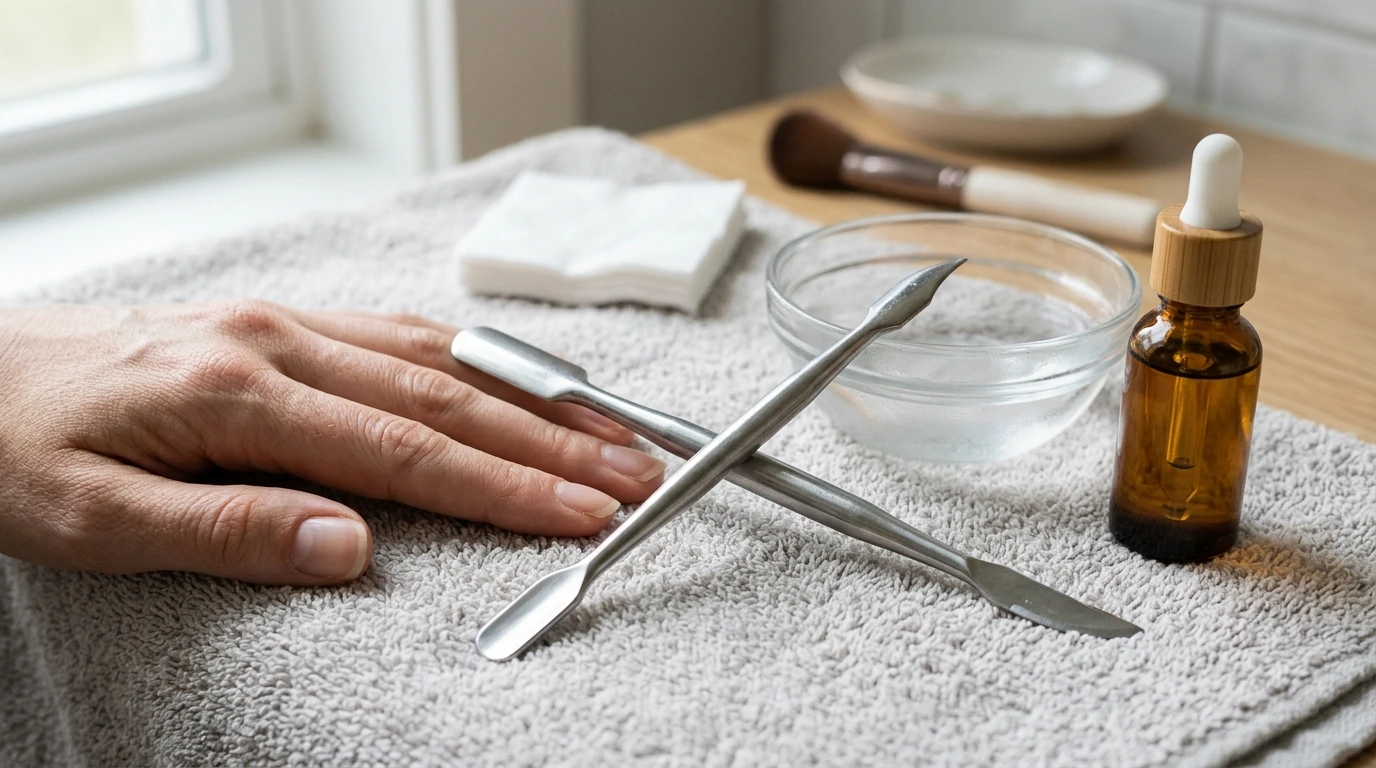 Dual-Ended Stainless Cuticle Pusher: Clean Nail Prep