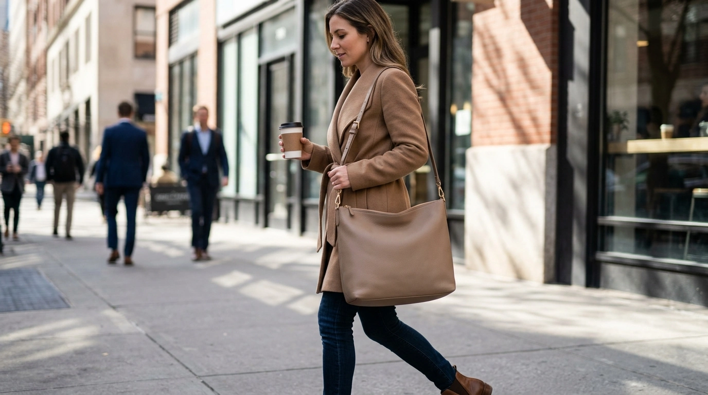 Soft Leather Crossbody Tote Bag: Luxury, Roomy, Secure
