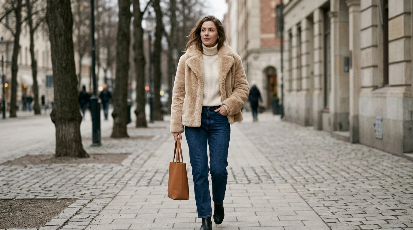Women’s Faux Fur Jacket in Beige: Fit, Outfits, Care