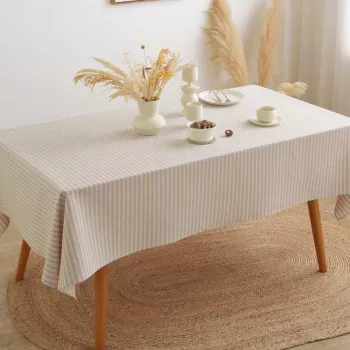 Minimalist Striped Cotton-Linen Tablecloth for Easy Hosting